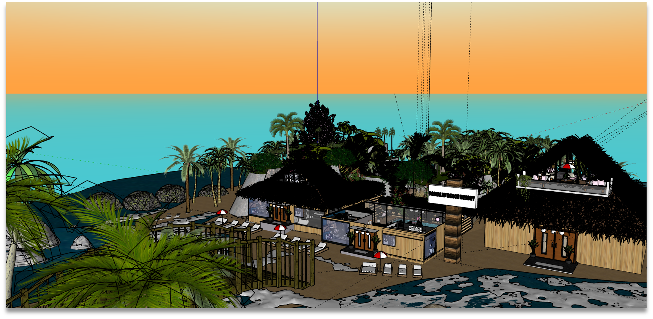 Beach Villa - SketchUp Wireframe